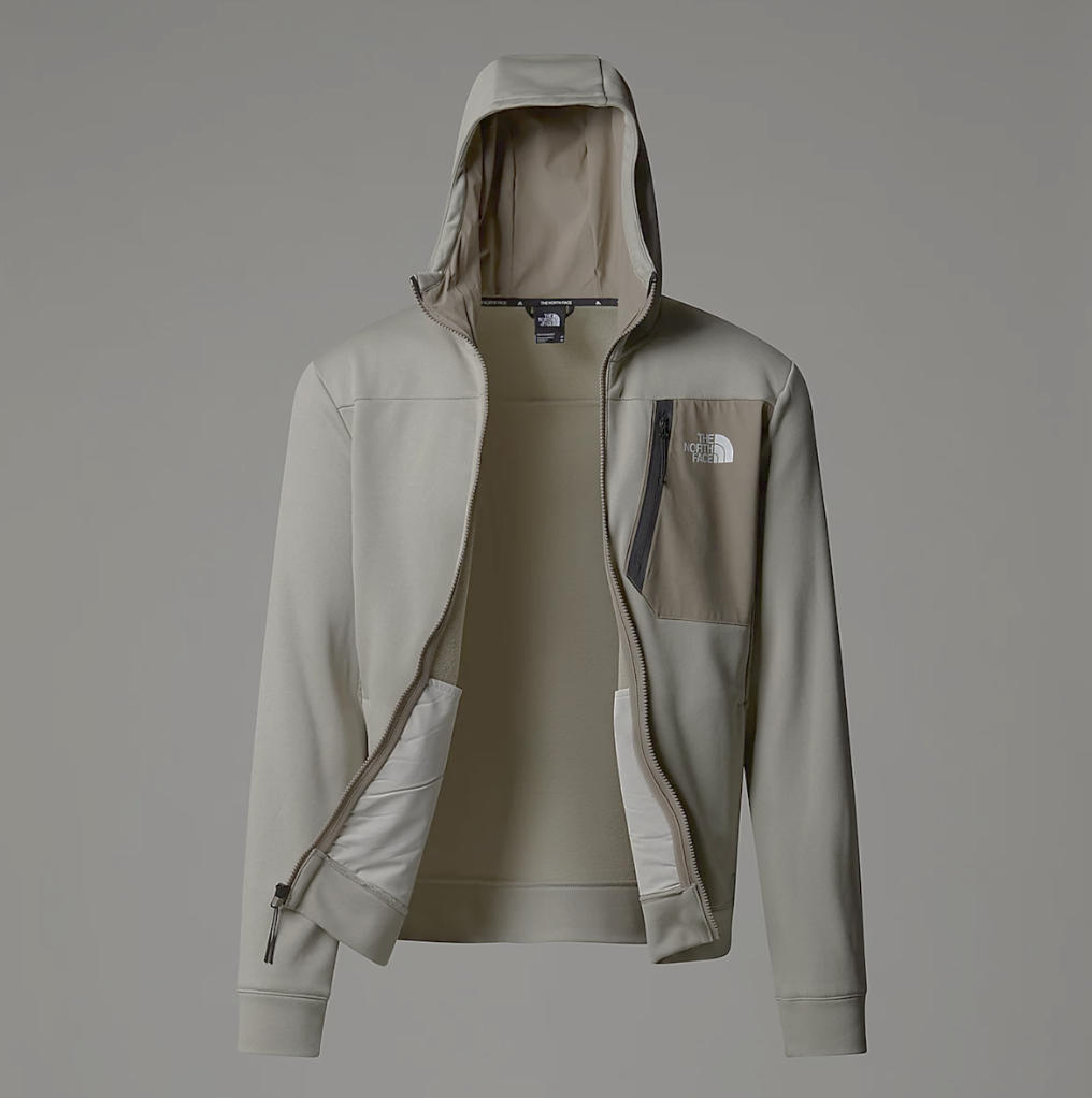 White and grey north face fleece top